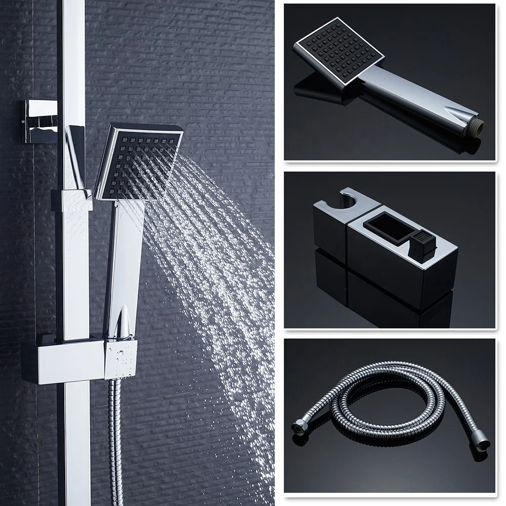 Набор для душа ROVATE, квадратная Душевая система с термостатом для ванной комнаты, многофункциональный настенный кран из латуни