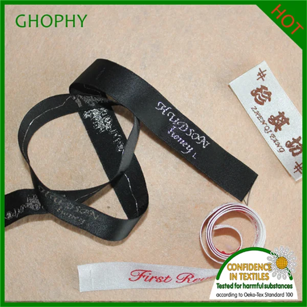 Satin Garment Care Label Fabric, 100% Polyester Washing Instructions Printing Fabric Woven Label