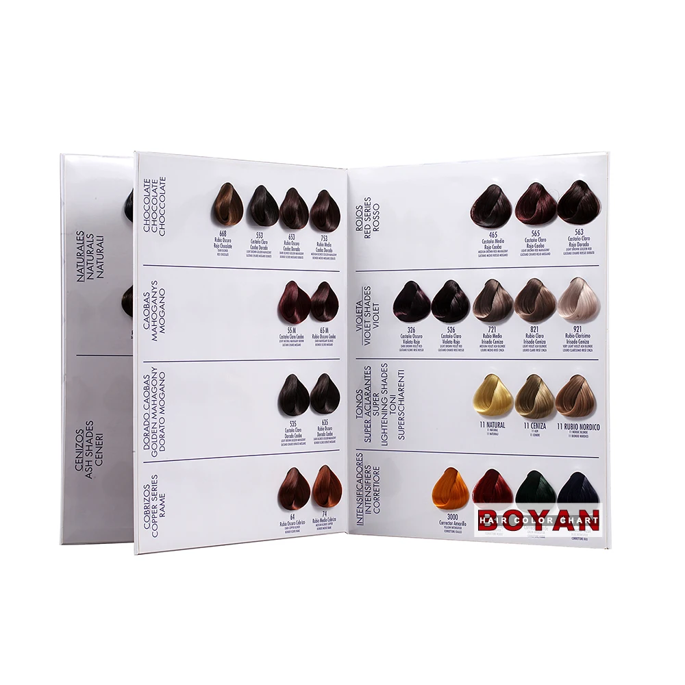 Разные цвета на заказ, в форме книги, для окрашивания волос, Таблица цветов для салона