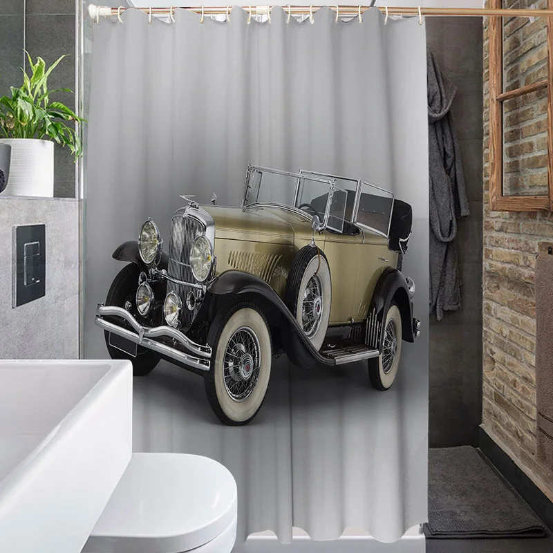 
Yutong Antique Car Shower Curtains Custom Vintage Old Truck Car Decor Polyester Fabric Shower Bath Curtain 