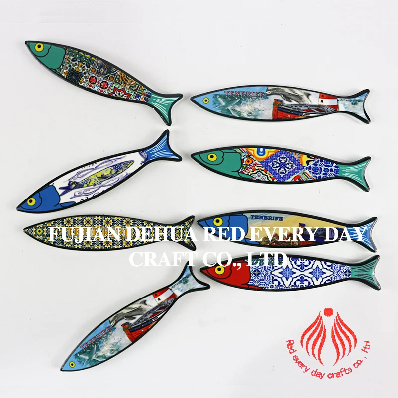 Custom Promotional advertising souvenir fridge magnet fish shape ceramic sublimation fridge magnet wholesale