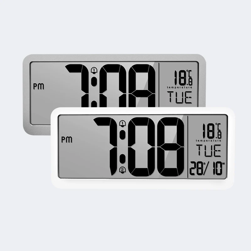 Large LCD calendar display digital electronic bedroom wall table alarm clock