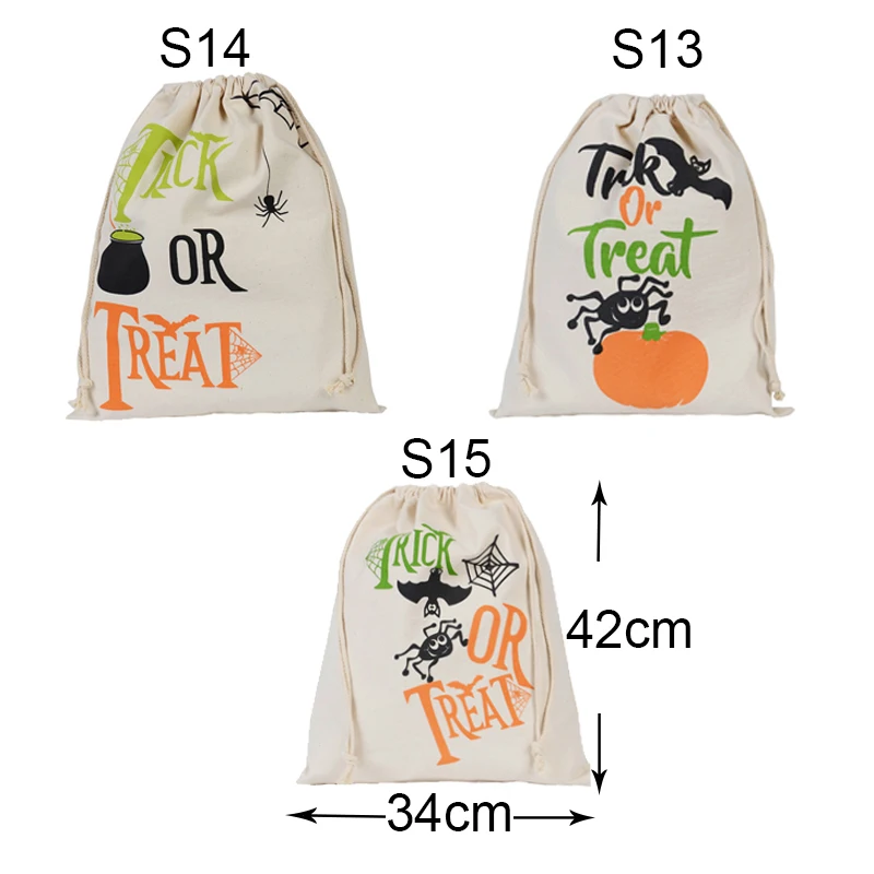 Холщовая Сумка для трюков или подарков на Хэллоуин, оптовая продажа, сумки для Хэллоуина для детей
