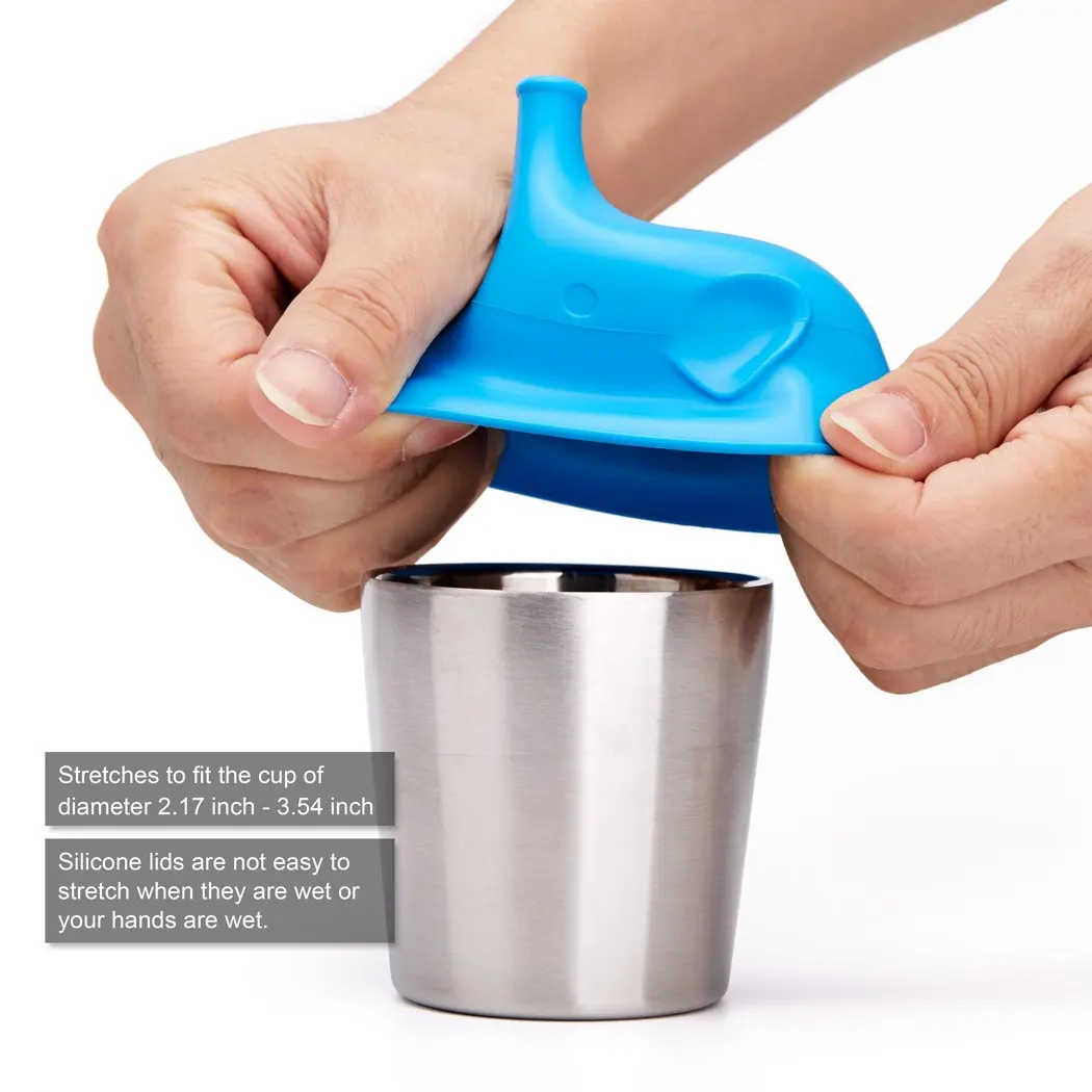 Fit for Most Cups Custom Platinum Quality Spill Proof BPA Free Baby Elephant Style Silicone Rubber Sippy Cup Lids