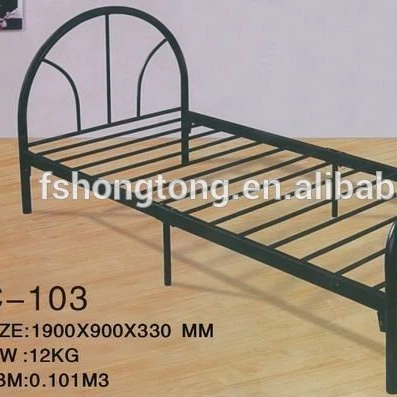 Export steel single bed with mattress /iron round tube /heavy duty bedroom furniture  / rent house for workers