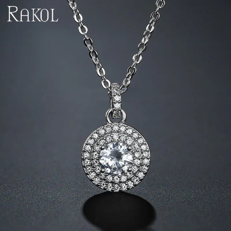 RAKOL NP2084 fashion jewelry 2021 zircon necklace accessories jewelry
