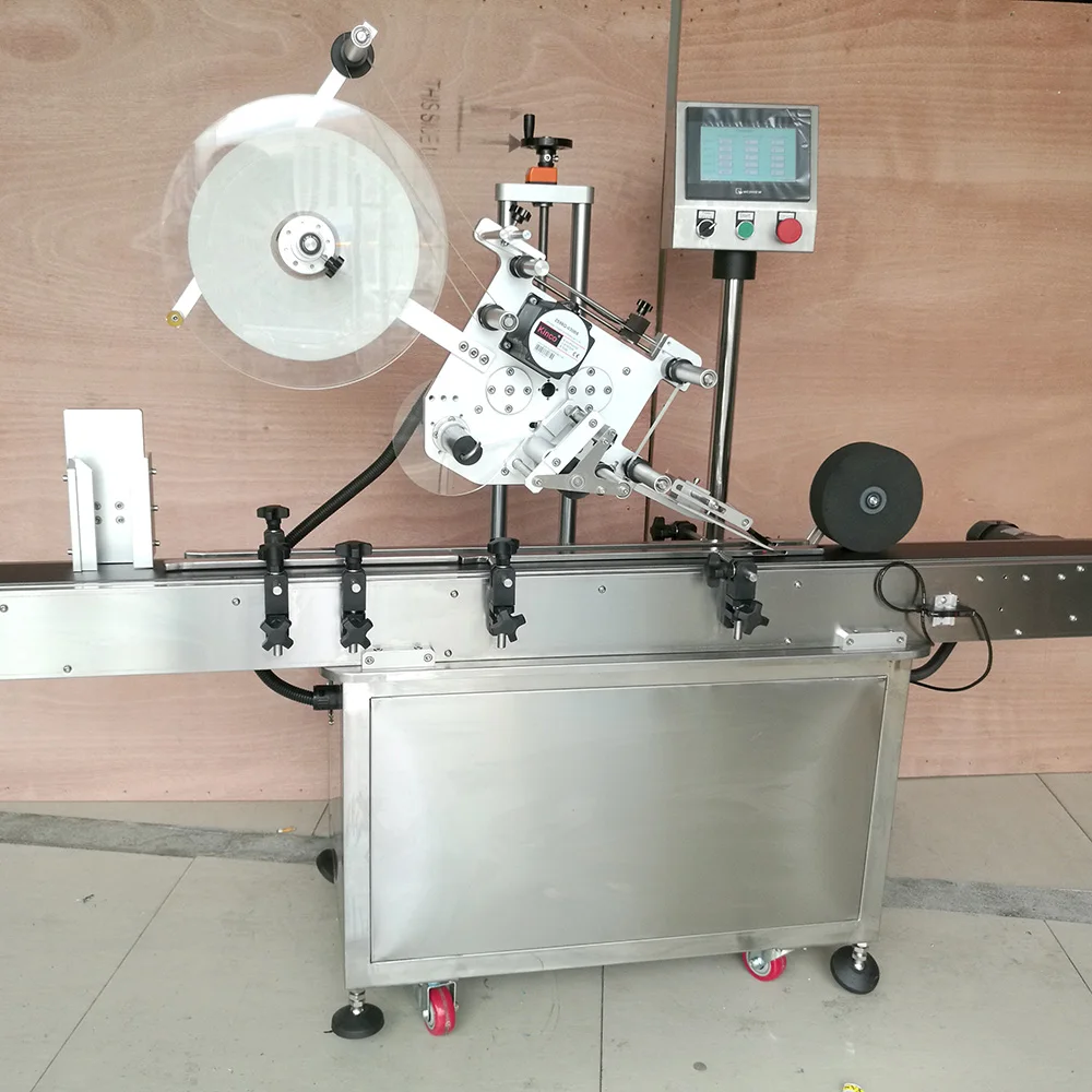 YM210 Automatic PVC label dispenser top side popcorn pipe perfume labeling machine