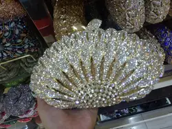 Вечерняя сумка из натуральной кожи с кристаллами Королевского синего цвета DB595