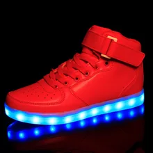 New 2016 children’s shoes led colorful luminous shoes usb lamp paternity shoes high-top shoes Kids light up AirForce boys shoes