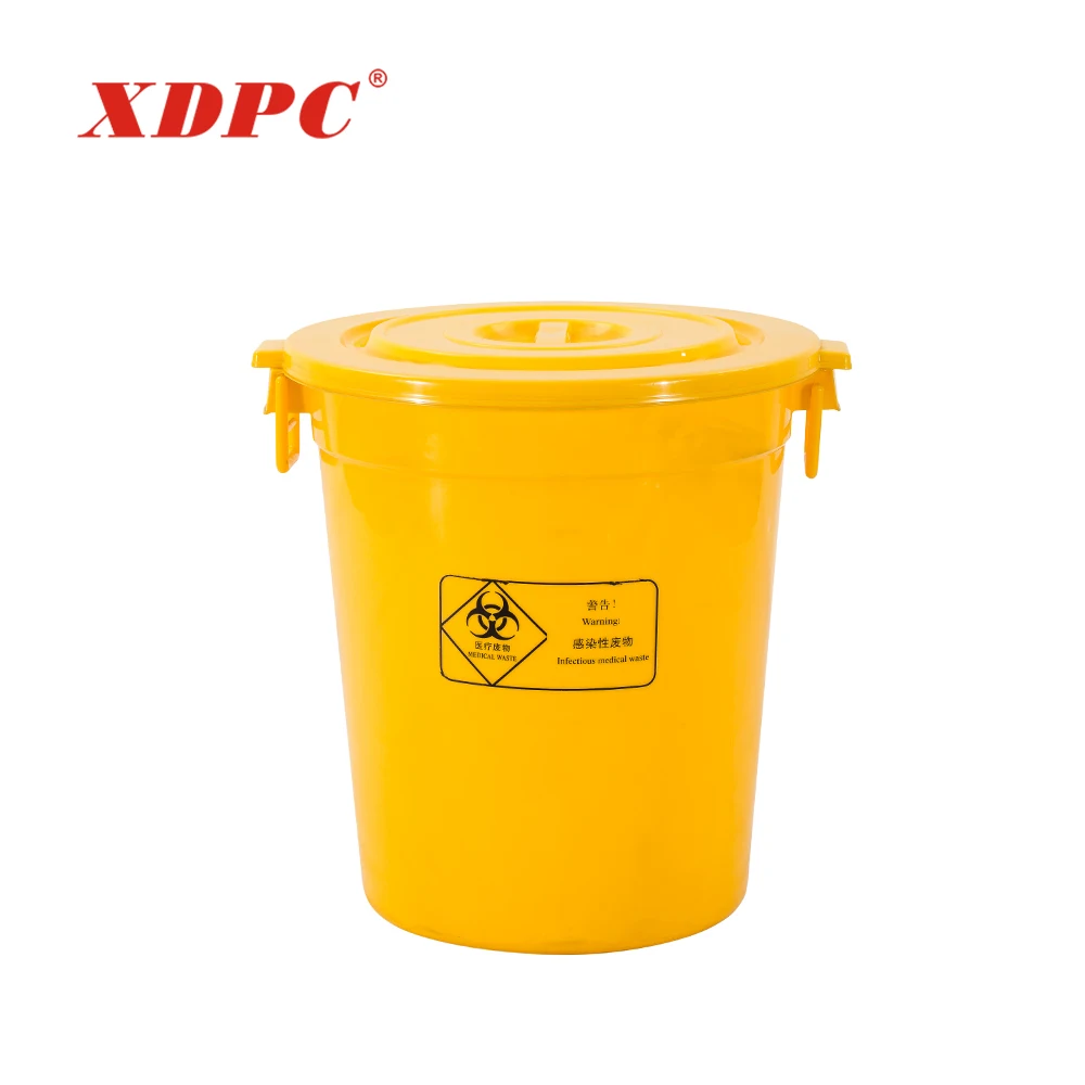 Clinic yellow plastic storage bucket medical waste container