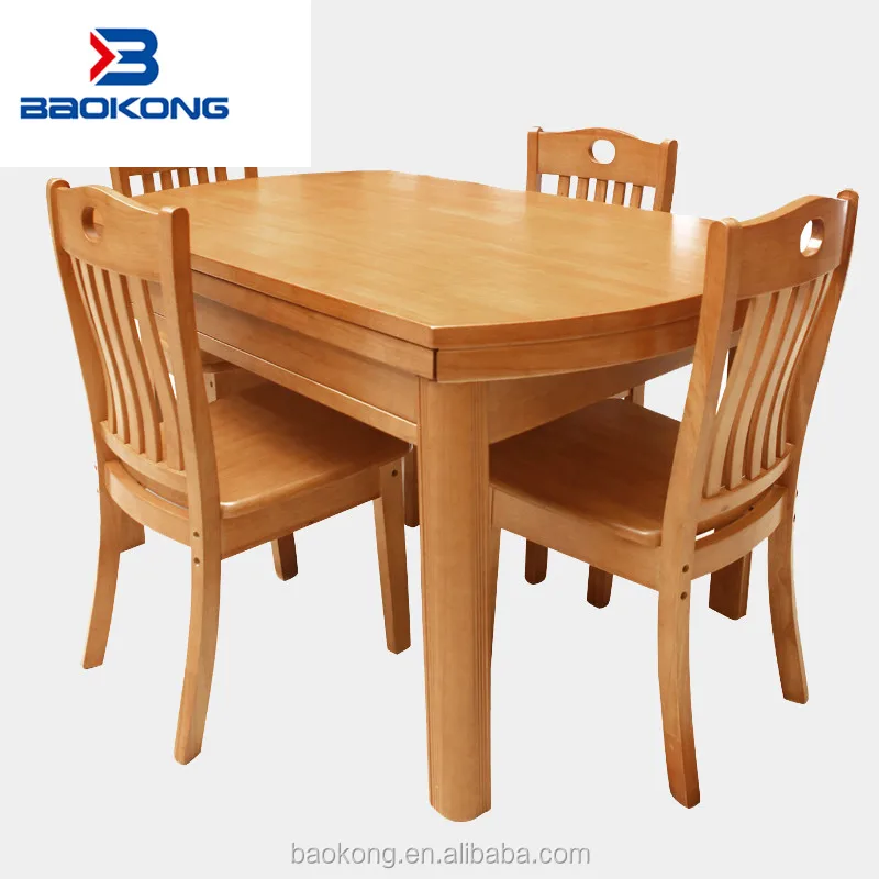 Solid Wood Round Folding Dining Table For Home Dining Room