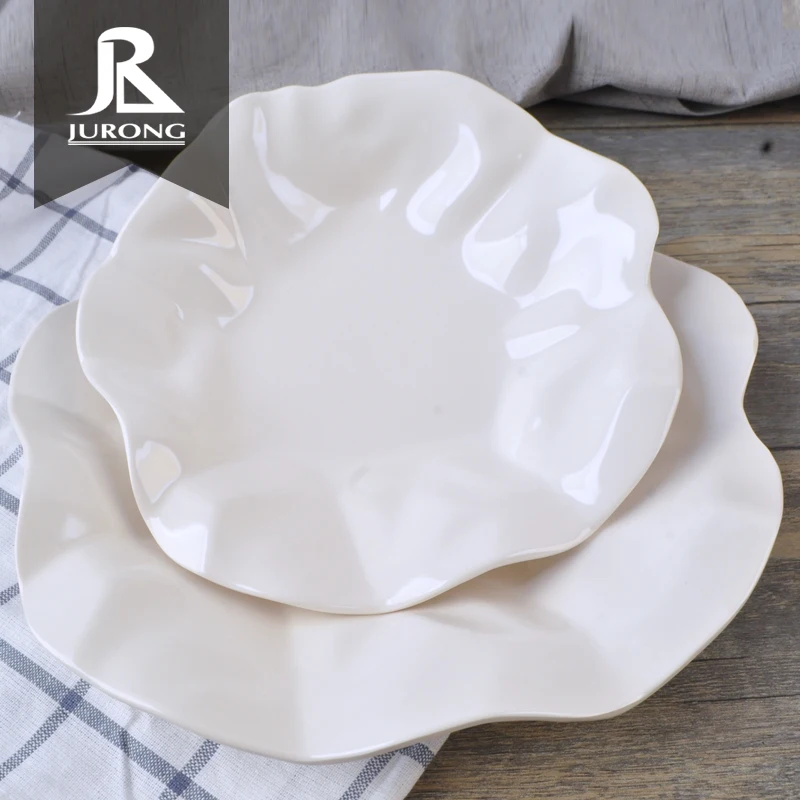 New product ruffle round white cheap charger canape restaurant melamine salad plate
