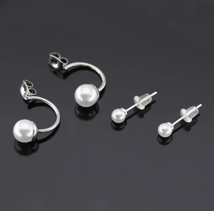 Wholesale  fashion stainless steel silver gold pearl earring women display earing jewelry box set