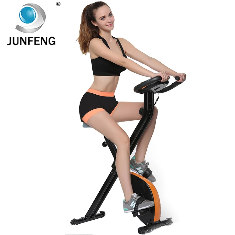 Crossfit Stationary Exercise Bike Foldable Metal/Steel Indoor Fitness Equipment with Magnetic Resistance for Home Gym Use