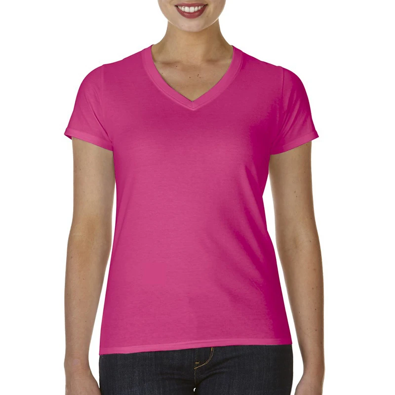 
Wholesale Clothing Custom T-shirt Printing Design Black V Neck T Shirt Women 