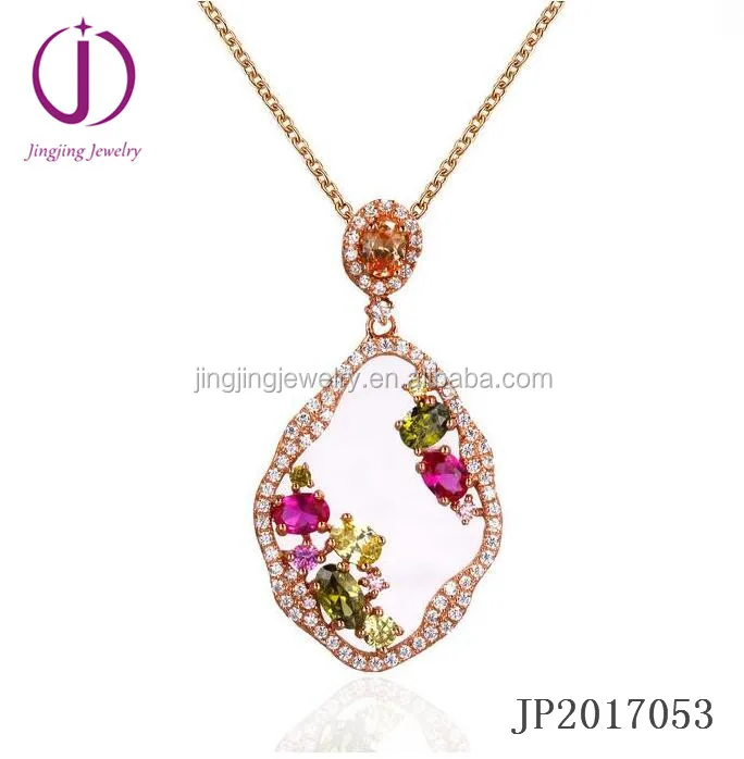 fashion new designs pink rose quartz stone sterling silver 925 jewelry pendant