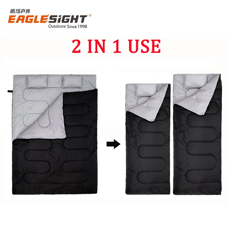 Double Sleeping Bag OEM ODM Envelope Shape Double Sleeping Bag for Camping Double Sleeping Bag Connectable
