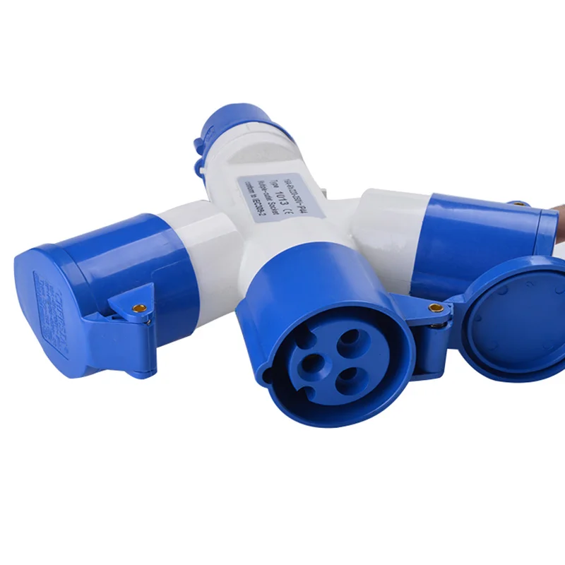 Industrial Multi-functional 3 Pin 16A 220V 2P+E 1 Plug 3 Connector Waterproof Dustproof 3-way Plug Socket Industrial Plug
