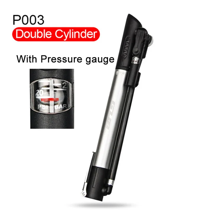 GUB P003 Bicycle Pump Portable Bike Tyre High Pressure Inflator Aluminum Alloy with Pressure Presta Schrader Valve Cap Hand Pump
