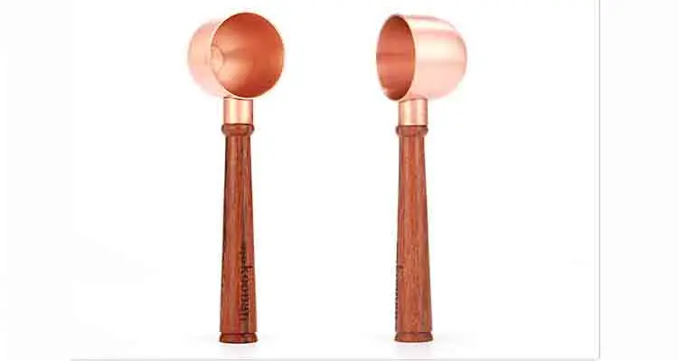 Koonan 12g wooden handle coffee bean measuring spoon coffee powder copper scoop