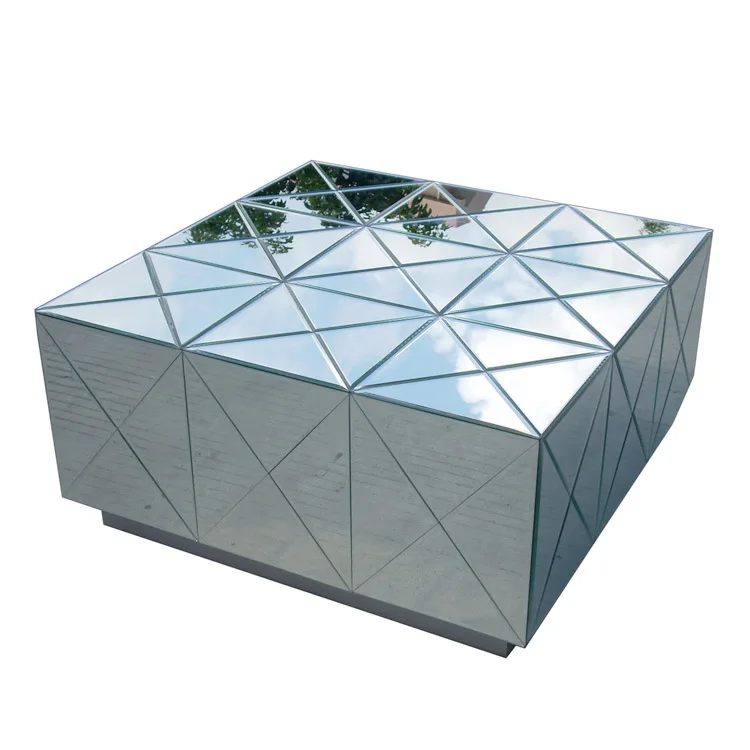 Мебель для гостиной, квадратный журнальный столик, полностью зеркальный чайный столик для дома, кафе, отеля