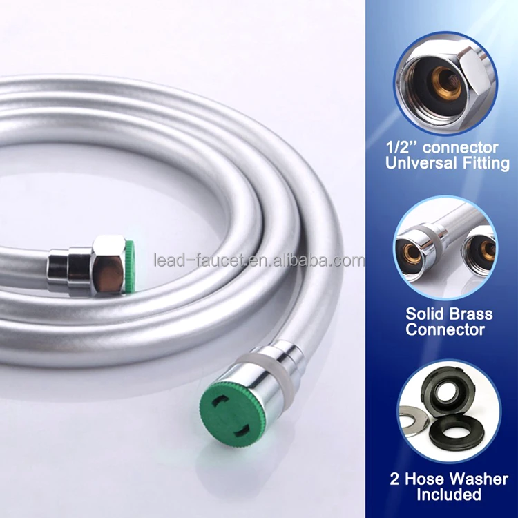 Explosion-Proof Sliver Flexible Shower Hose 1.5M PVC Handheld Shower Pipe Bidet Hose