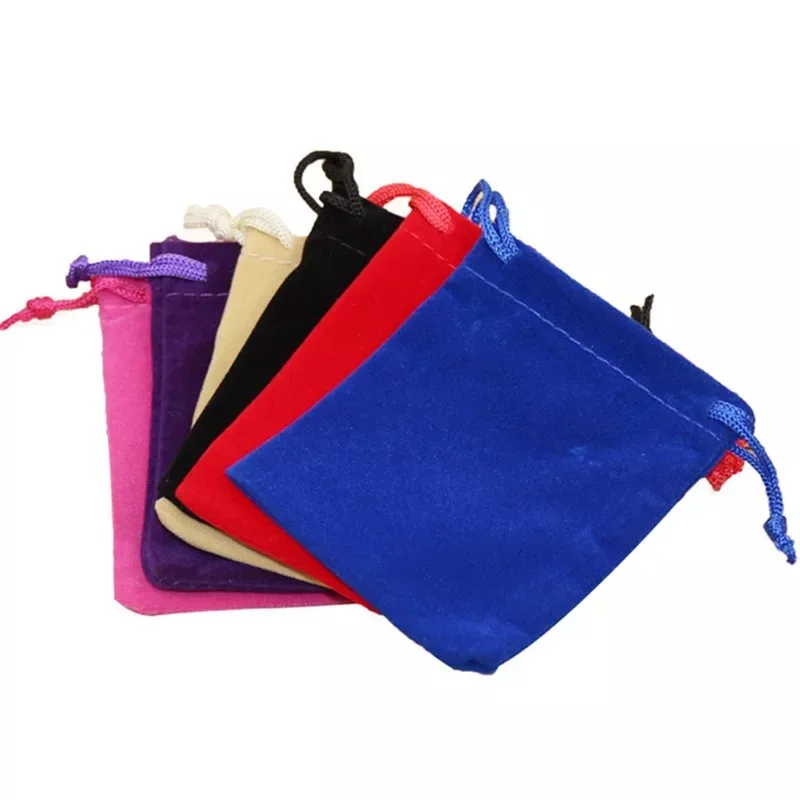 5x7cm mix color Soft Velvet Jewelry Pouches Drawstring Packaging Bags for Rings Necklace Earrings Stud Bracelets Bangle Gift