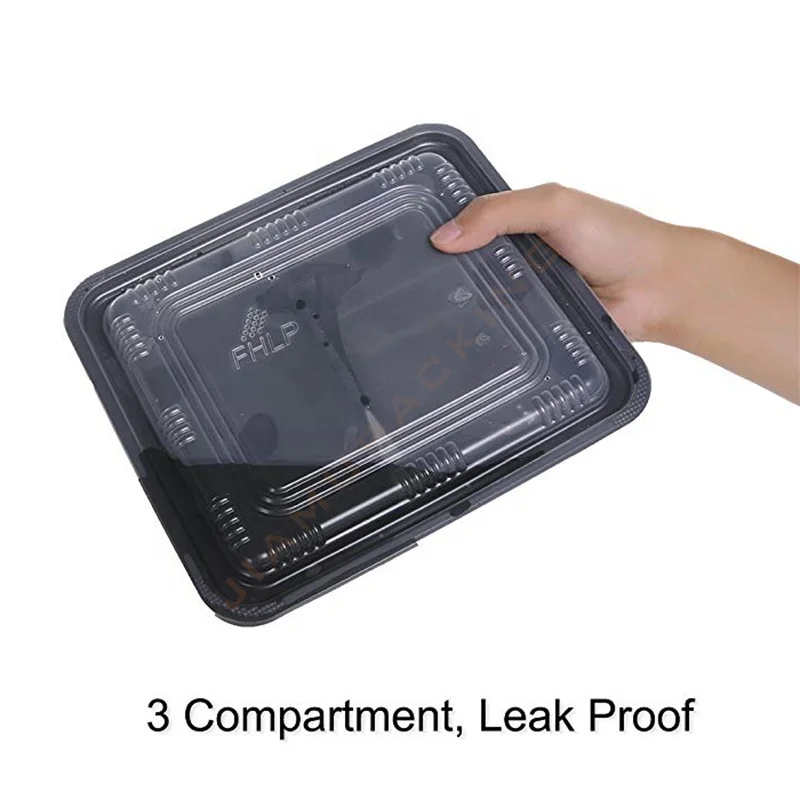 Factory Microwave Disposable Food Container, Takeaway Black Disposable Plastic Food Container with Lid
