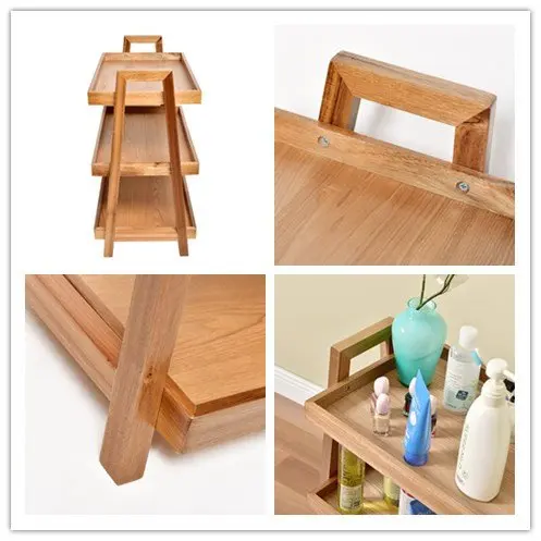 3-tier Wooden Storage Rack Tray Shelf Side Table Storage Shelf Eco-friendly Storage Holders & Racks Wood Sundries Stocked