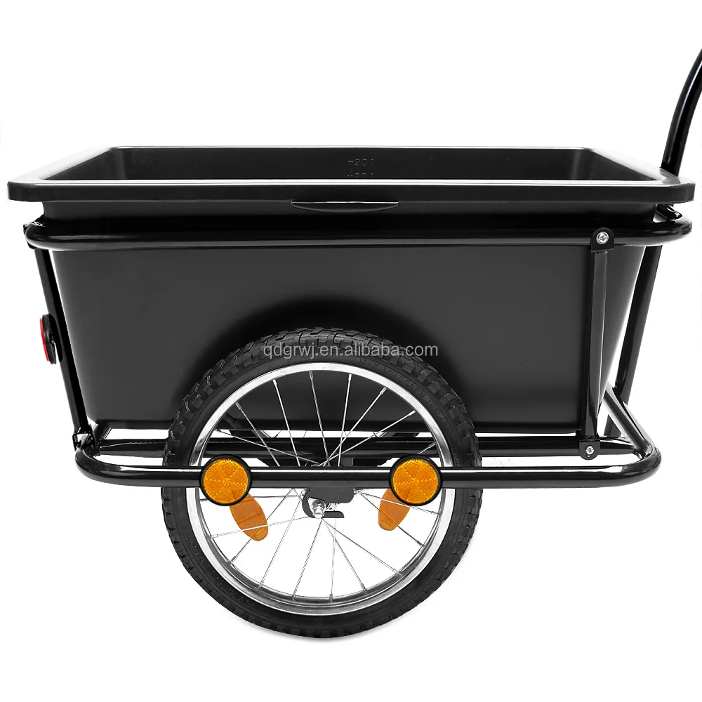 90L plastic tray bike bicycle cargo trailer with pneumatic wheel