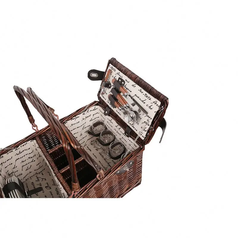 Competitive Price Willow Made Picnic Bread Baskets For 4