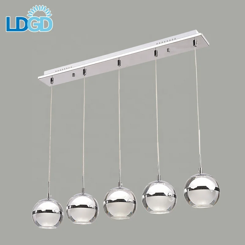 For USA 2018 Hot Product Glass Iron Acrylic 1 3 5 Heads Lighting Lamp Body Pendant Linear Light
