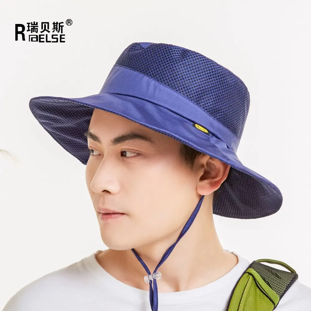 Men Women Safety Hiking  Boonie Hat UV50+ Side Mesh Bucket Hat Outdoor Hunting Hat with Adjustable Chin Cord