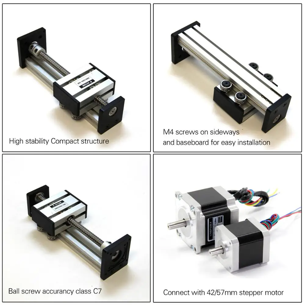 ball screw linear rail guide with 17nema or 23nema setp motor for cnc  accept customized