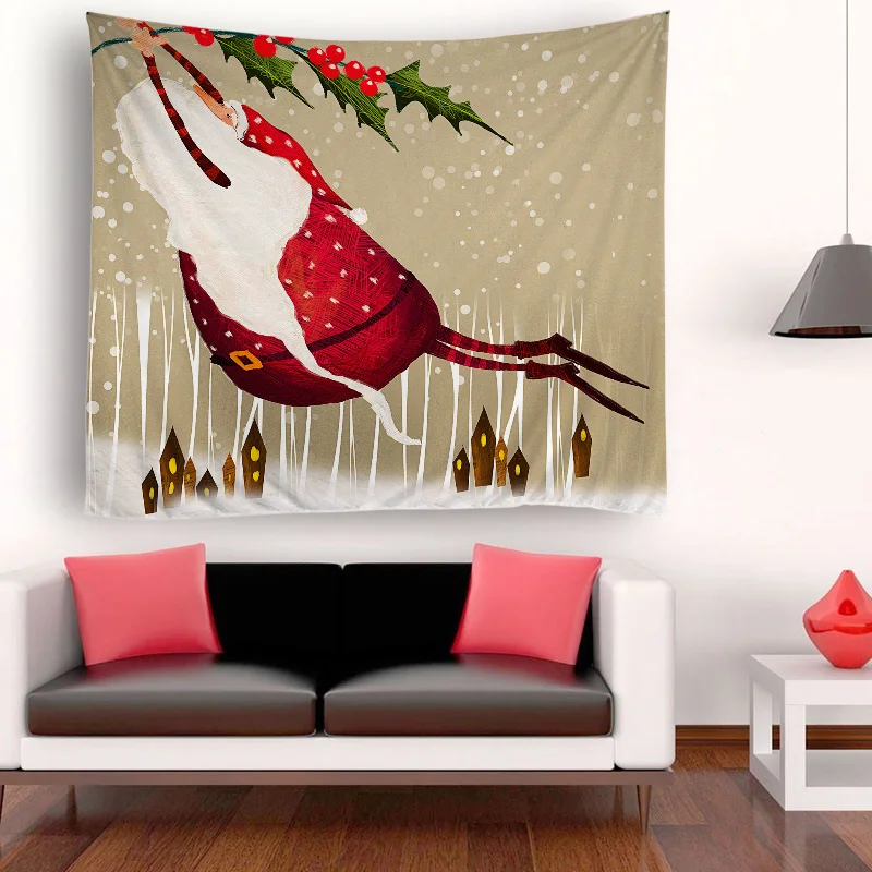 
Christmas Custom Designs Indian 3D Digital Printed Polyester Wall Hanging Tapestry 