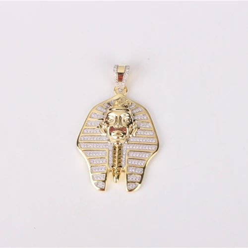 10 K золотые ювелирные изделия в стиле «хип-хоп», чешские циркониевые ожерелья с подвесками льдом и Египет Иисус ретро кулон