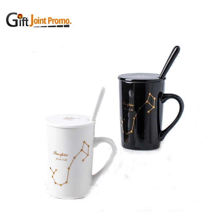 
Wholesale Ceramic Porcelain Mug Coffee Milk Cup with Lid Spoon 