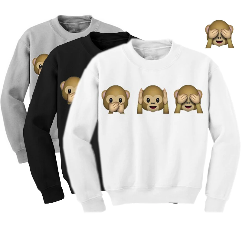 Sudaderas mujer 2015 Autumn Casual Cartoon kawaii Cute 3D Sweatshirt Women Monkeys Adventure Time Sweat shirt