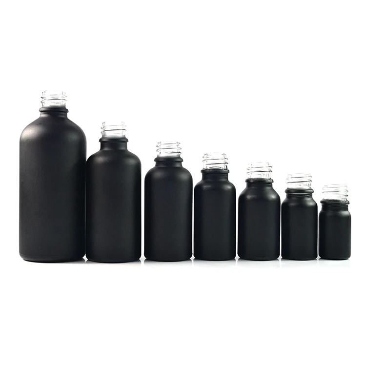 CBD oil packaging  essential oil 5ml 10ml 15ml 20ml 30ml 50ml 100ml matte black glass dropper bottle with bamboo lid