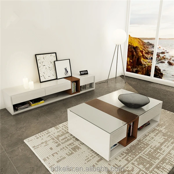 Factory outlet MDF glass coffee table