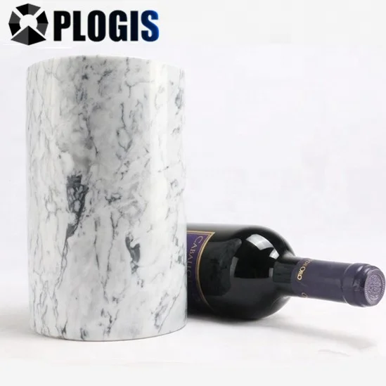 Wholesale personalized Marble Ice Bucket for beer and wine bottle holder stand white stone marble chiller ice bucket
