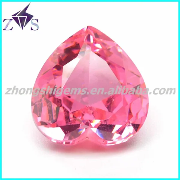 Heart Shaped Pink Color Synthetic CZ Diamond