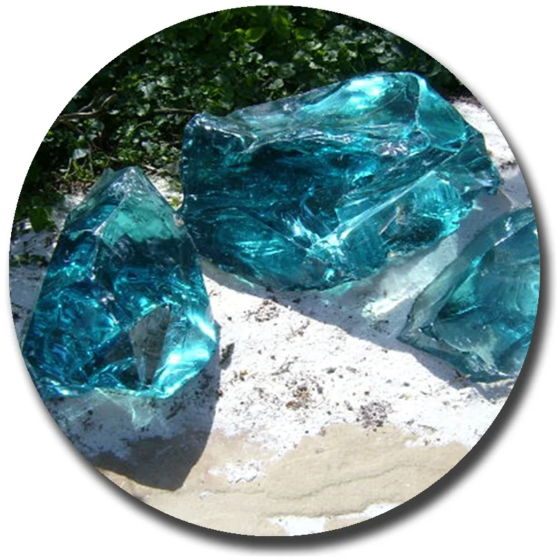 Crushed large glass rock for garden