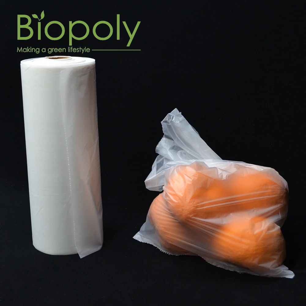 Custom Pla Supermarket Compostable Biodegradable Fruit and Vegetable Produce Bag on Roll Food Fruit Packaging Customized Color