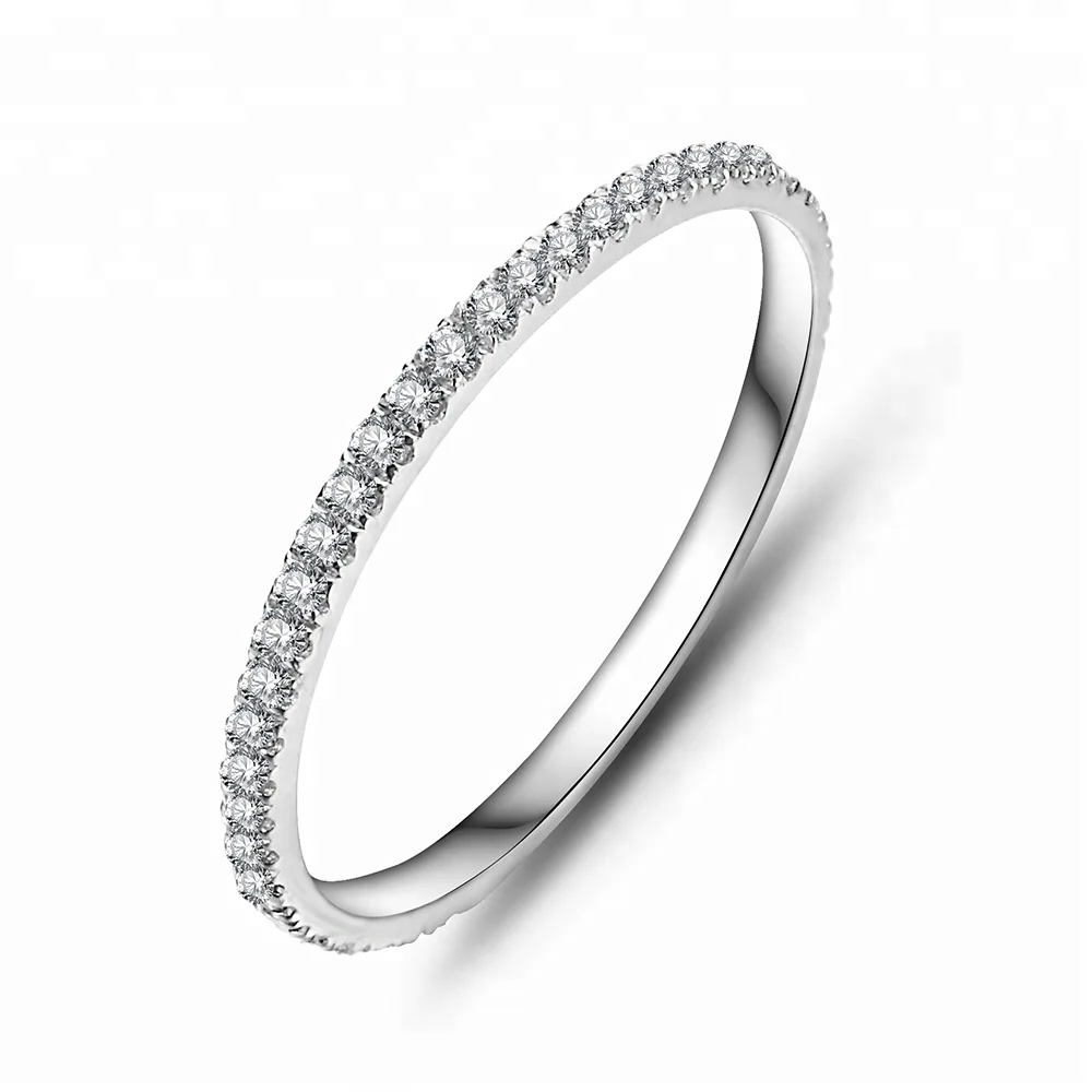 
Classic Platinum-Plated 925 Sterling Silver Band CZ Eternity Rings for Women 