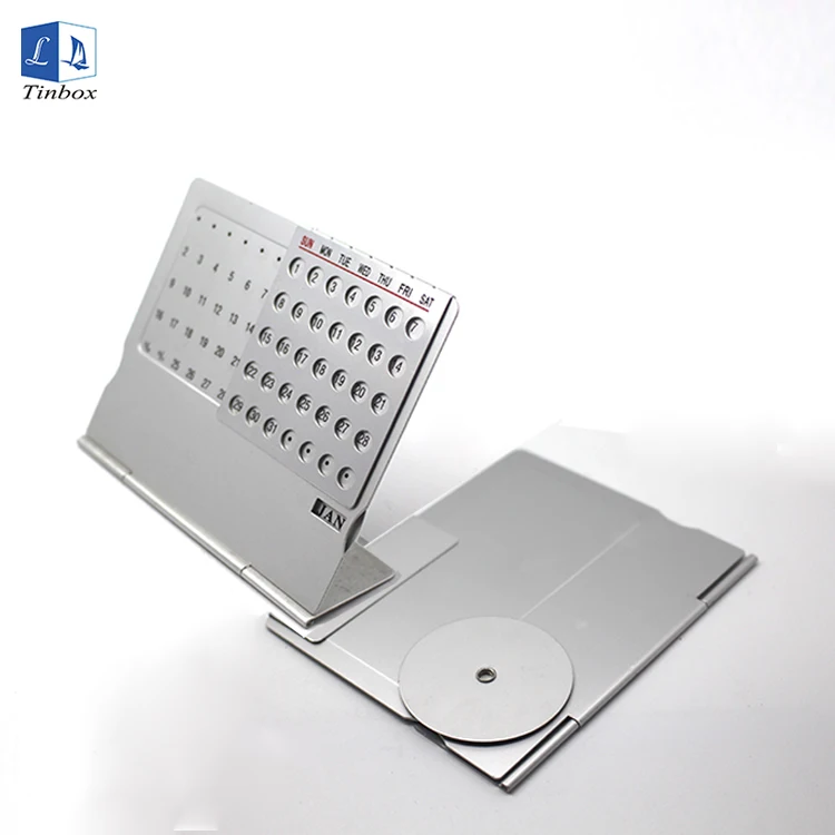 
Circles Viewing Brush Finish Aluminum Perpetual Desk Calendar 2019 