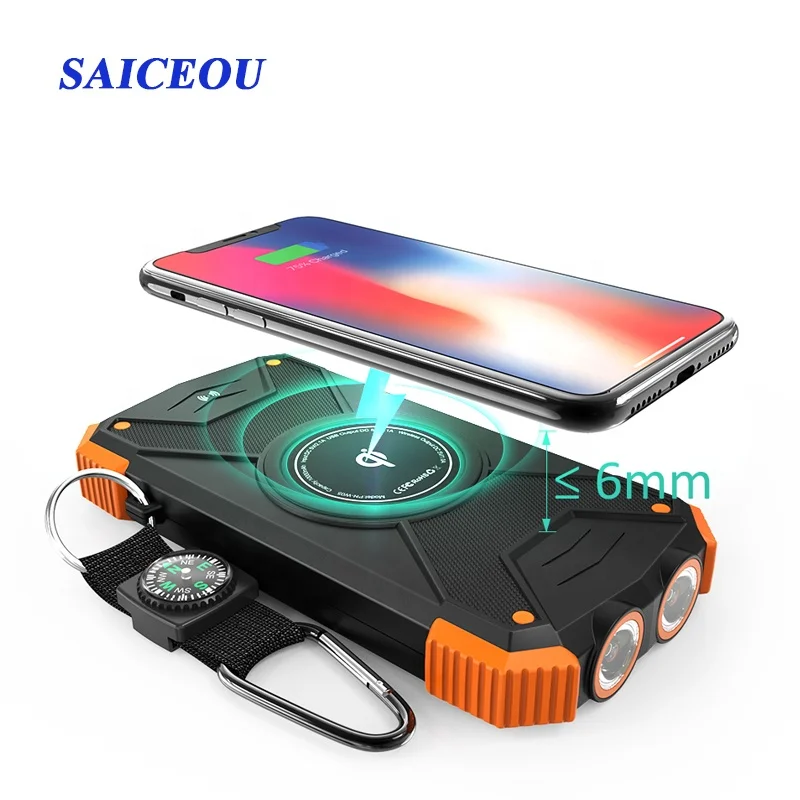 
Latest Solar Power Bank Qi Wireless Charger power bank 10,000mAh External Battery power bank 