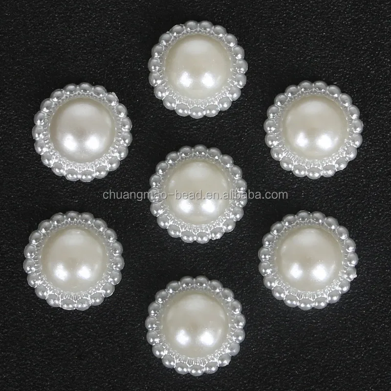 Sunflower shape plastic half cut pearls beads in bulk for clothes