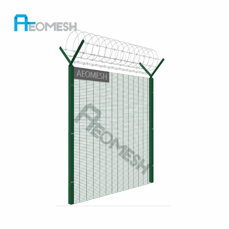 AEOMESH Made in Guangzhou Professional Factory Barbed wire V top Anti-Climb Fence / 358 High security Fence