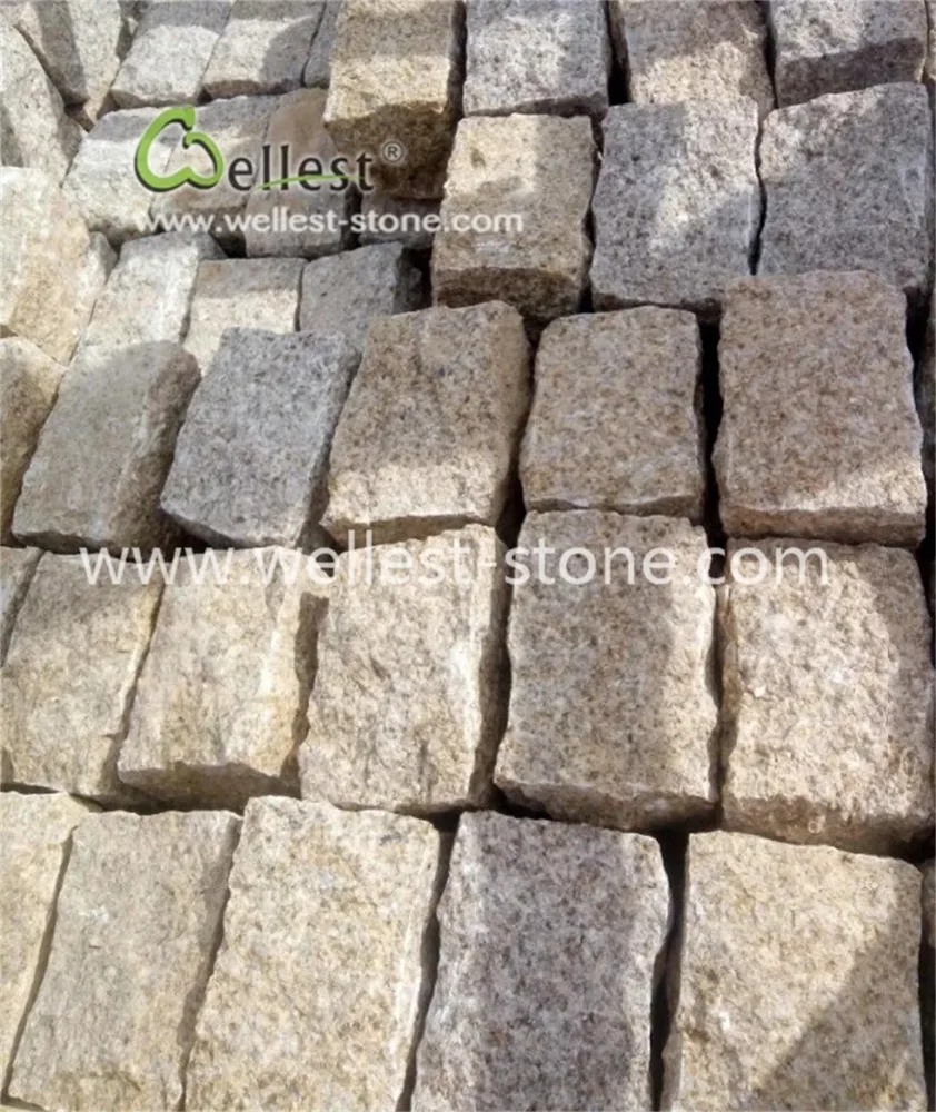 Cheap Price Yellow Granite Setts for Patio Cobblestone Pavers, Driveway Paving
